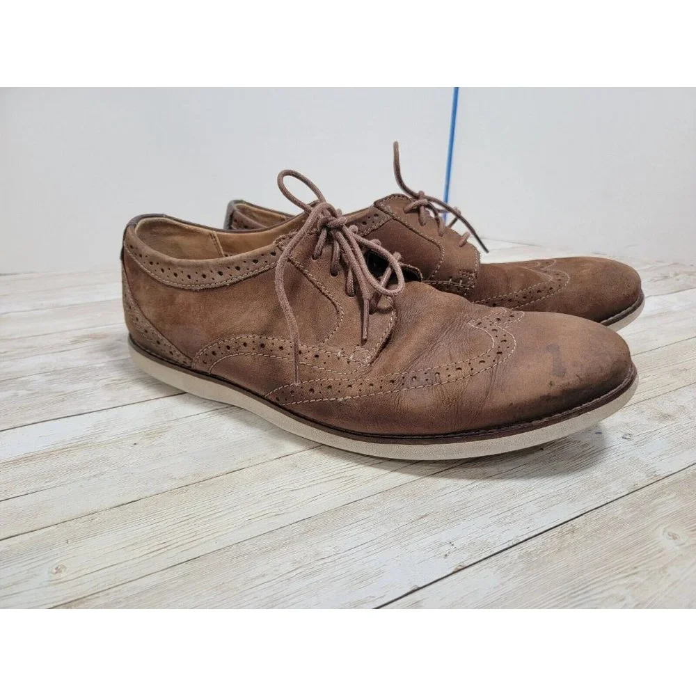 Collection By Clarks Soft Cushion‎ Brown Leather Mens Lace Oxford Dress Shoe 10
